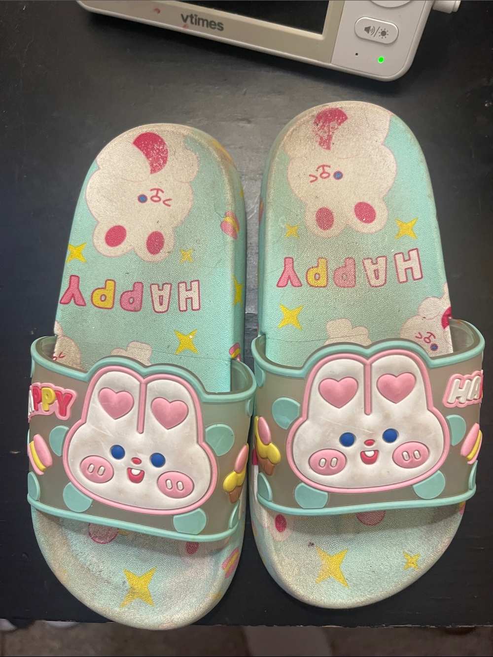 Kids Happy Bunny Slide Sandals - Mint Pink